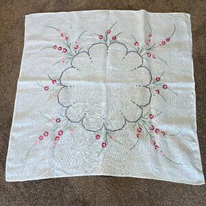 Vintage Embroidered Linen Tablecloth